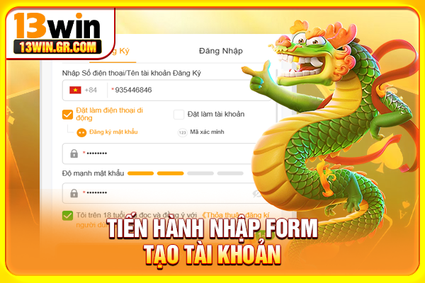 Tiến hành nhập form tạo tài khoản