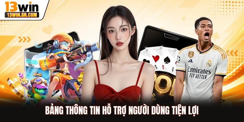 Bảng thông tin hỗ trợ người dùng tiện lợi