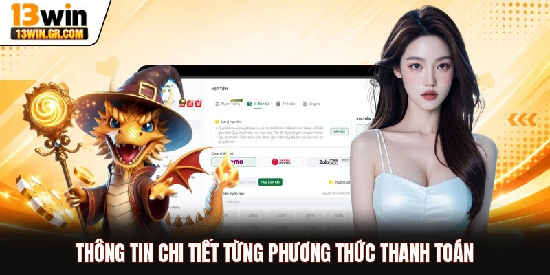 Thông tin chi tiết từng phương thức thanh toán